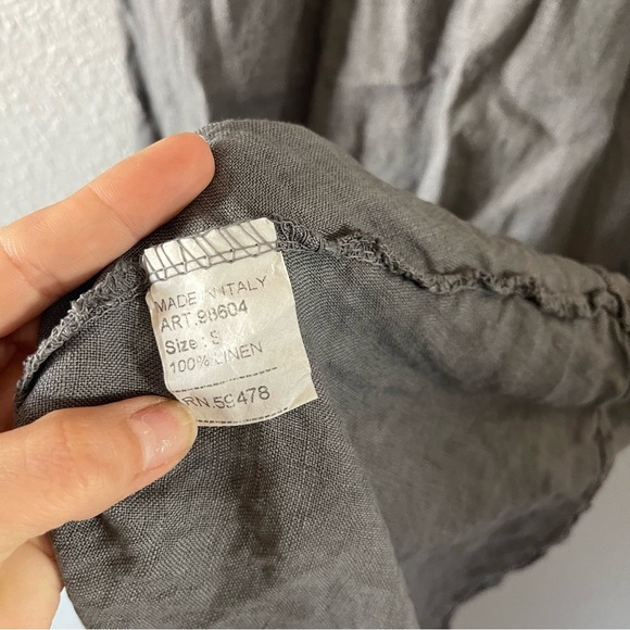 Viola Borghi Gray Linen Button Up Sleeveless Midi Tank Dress Women's Size Small - Picture 4 of 4